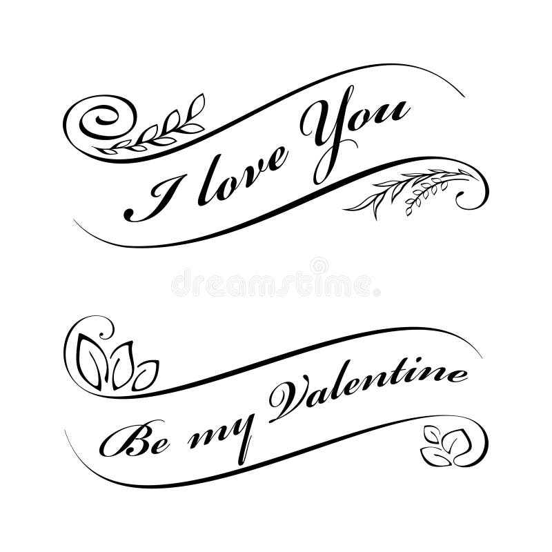 Calligraphic design elements for Valentine's day stock illustration Calligraphic design elements for Valentine's day stock illustration