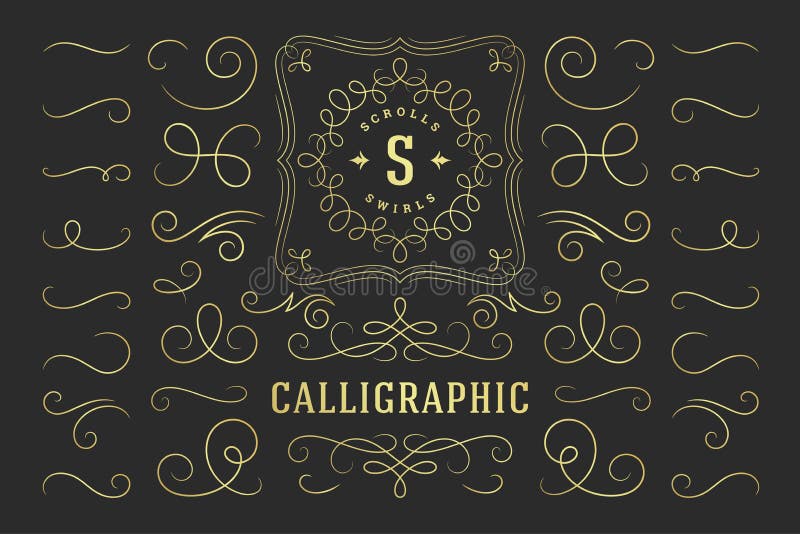Calligraphic Design Elements Vintage Ornaments Swirls and Scrolls