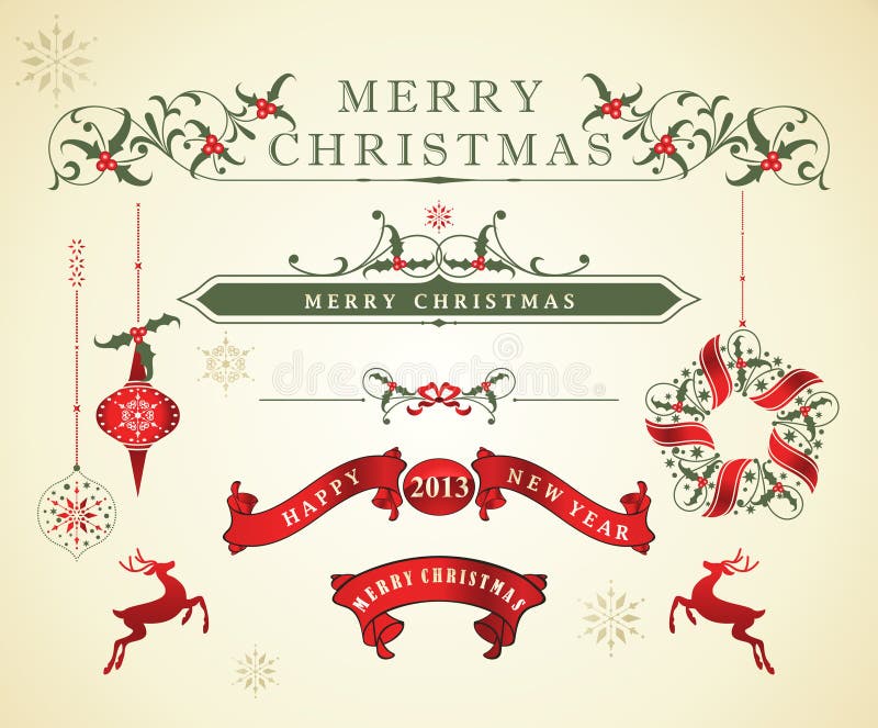 Calligraphic designelement för jul stock illustrationer