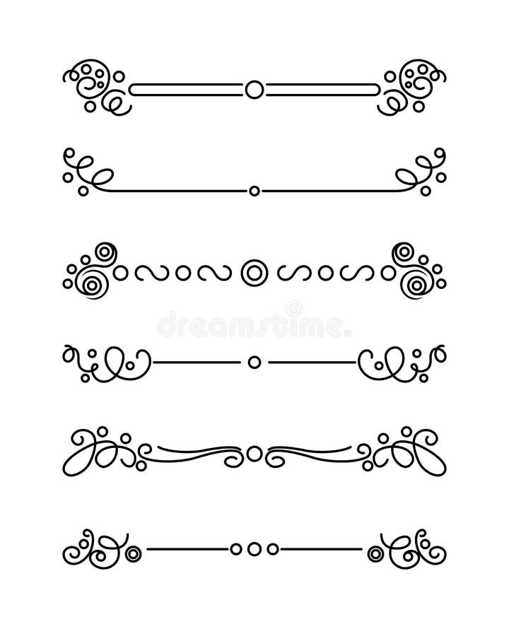 Set of Text Dividers. Calligraphic, Graphic Design Elements03 Stock