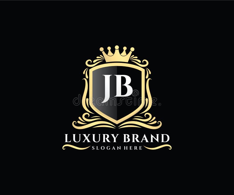 JB Initial Letter Gold Calligraphic Feminine Floral Hand Drawn Heraldic ...