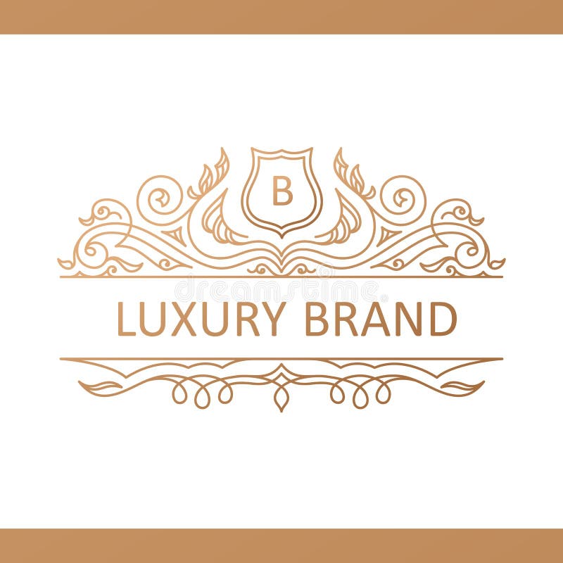 Calligraphic Luxury Logo. Emblem Elegant Decor Elements. Vintage Stock ...