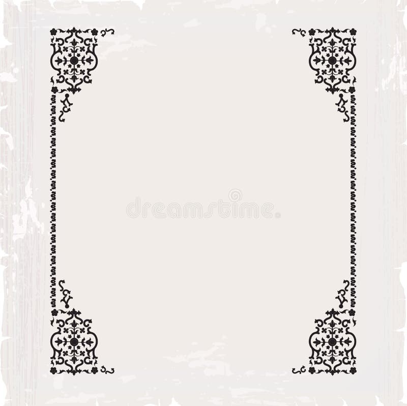Calligraphic Ornate Vintage Frame Border Decorative Design Stock