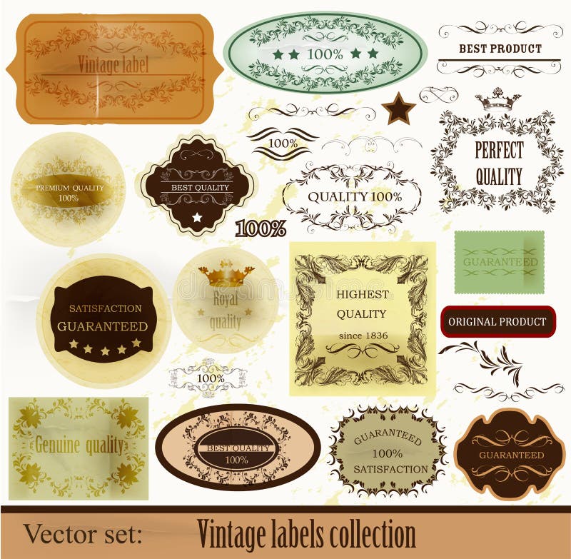 Calligraphic vector of retro labels