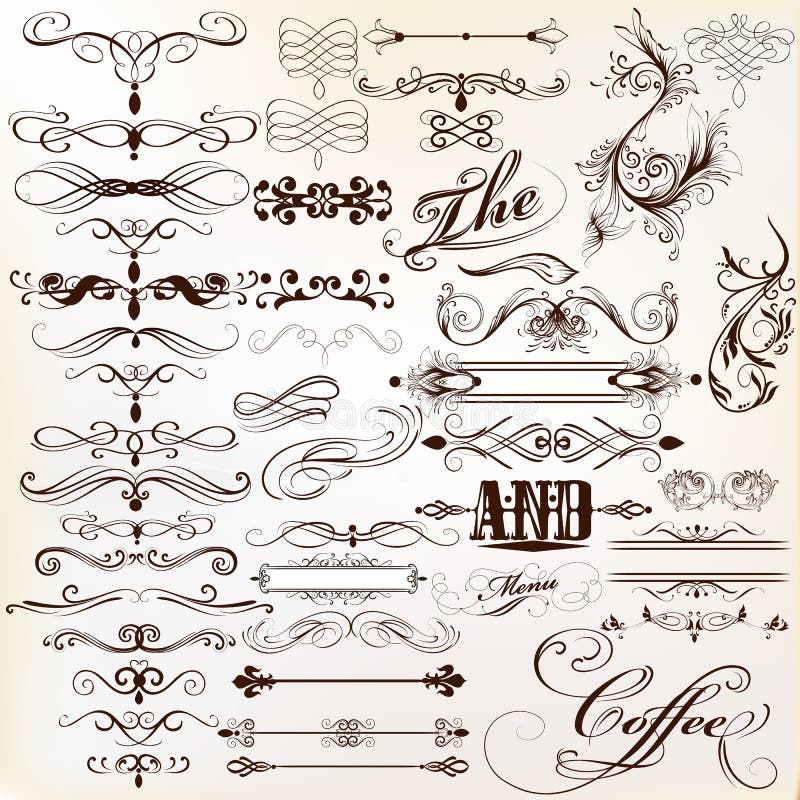 Calligraphic vector vintage design elements and page decorations