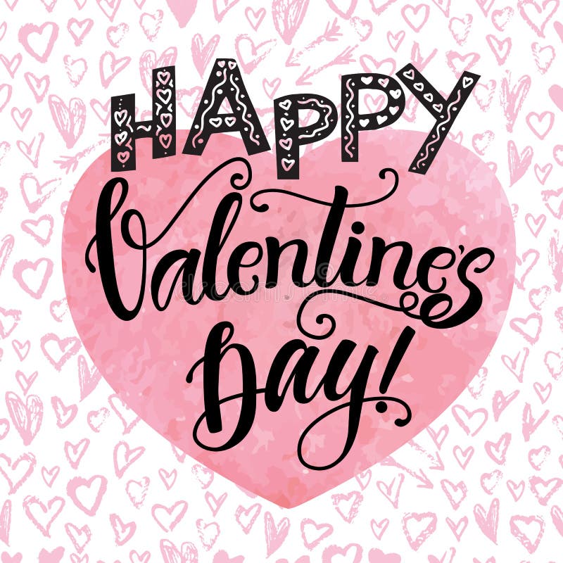 Calligraphie tirée par la main de valentine de jour heureux du ` s illustration libre de droits Calligraphie tirée par la main de valentine de jour heureux du ` s illustration libre de droits