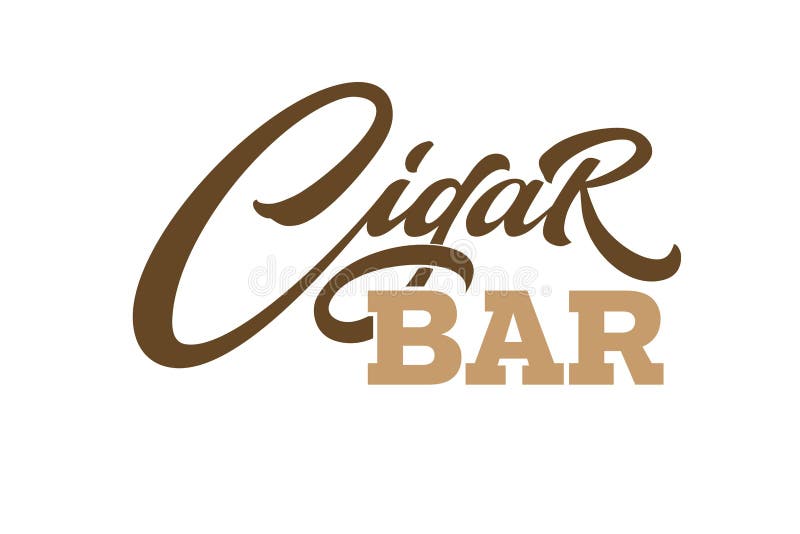 Calligraphy Cigar Bar en estilo vintage sobre fondo blanco aislado para el diseño de carteles Caligrafía moderna, fuente