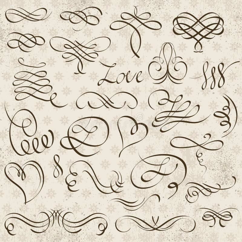 Calligraphy decorative borders, ornamental rules, dividers