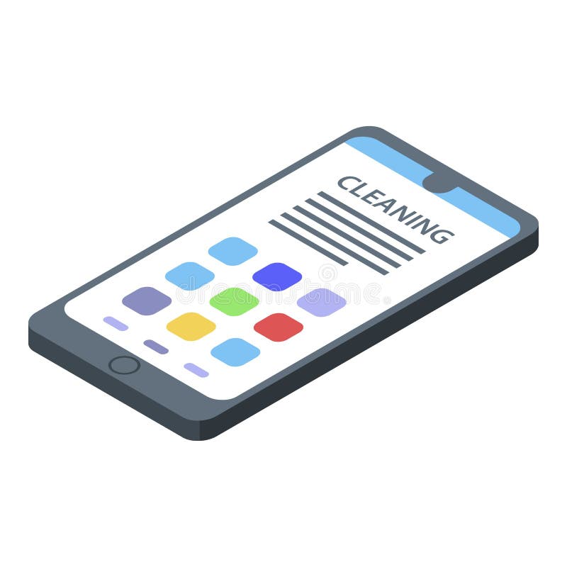 Calling clean service icon, isometric style royalty free illustration