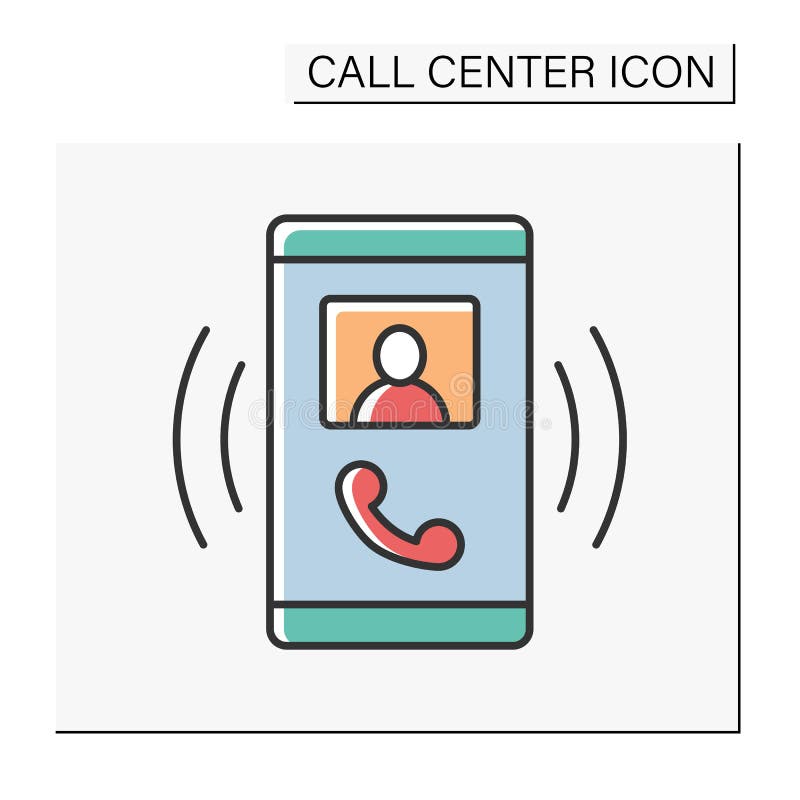 Calling color icon. Call from client to support service. Helpline for clients. Call center concept. Isolated vector illustration