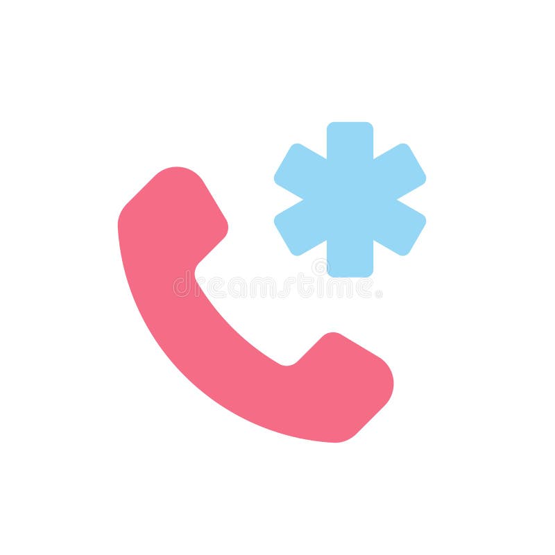 Calling emergency flat color ui icon stock illustration