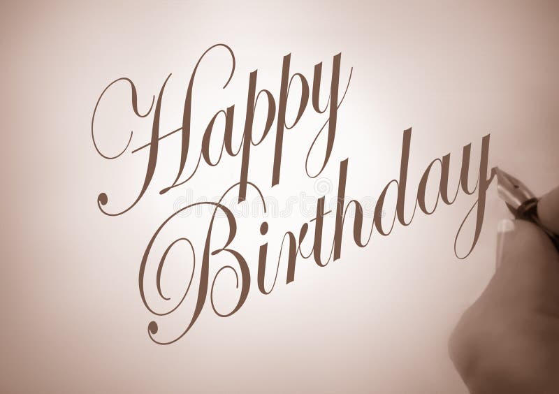 Callligraphy Happy Birthday Stock Illustration - Illustration of ...