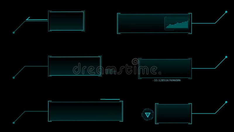 Callout futuristic hud animation digital blue tone six pack on black screen vector illustration