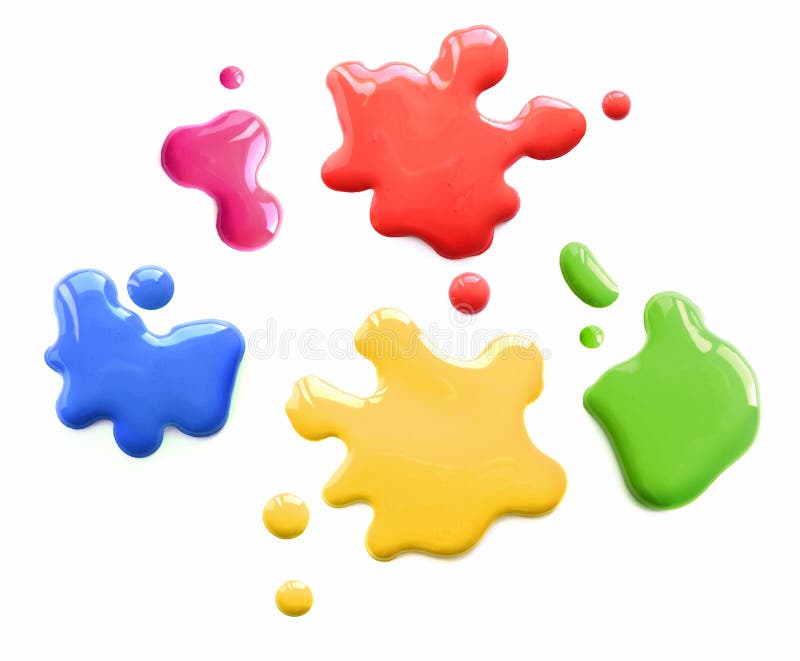 Bright shiny color spots splatters on white background isolated. Bright shiny color spots splatters on white background isolated