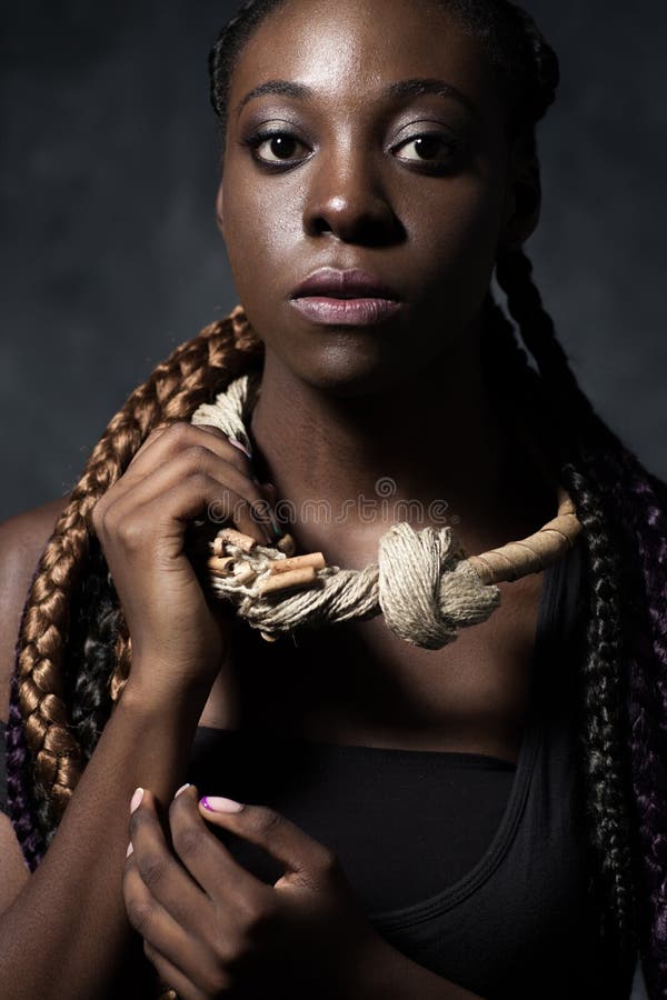 Black Woman with the Flying Long Hair Stock Photo - Image of dark ...