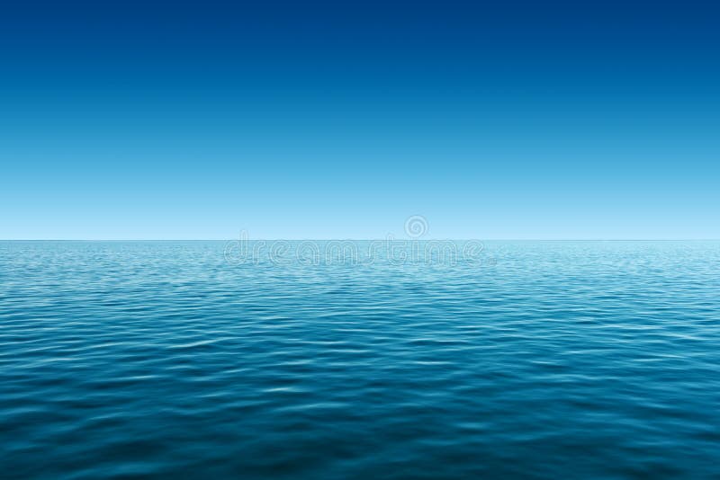 Calm blue sea and blue sky background