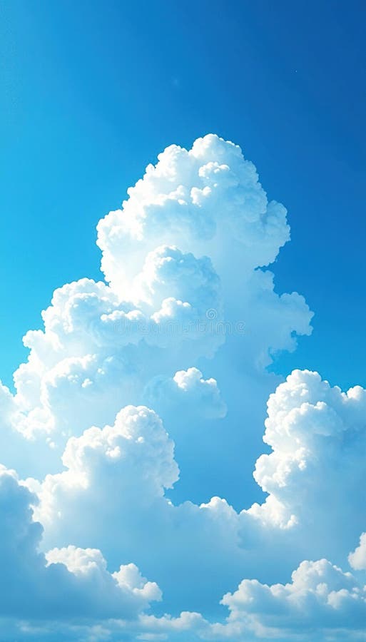 Calm blue summer sky with large cumulus clouds peaceful sunny vector illustration