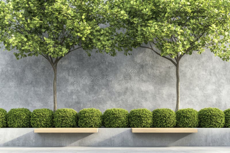 Calm Courtyard Garden Concept Emphasizing Lush Vegetation and Sunlight royalty free stock image