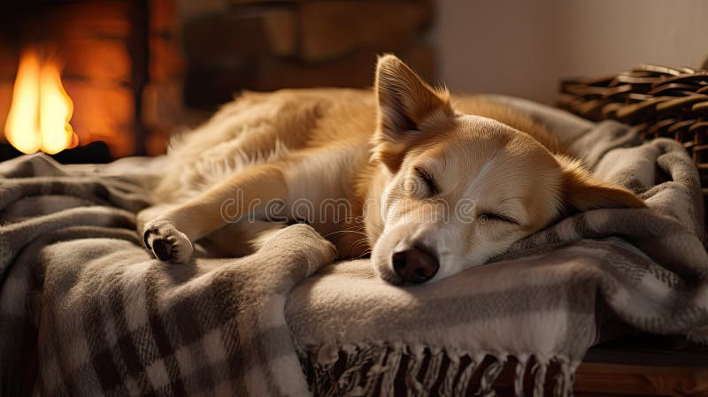 calm dog relaxing illustration peaceful serene, tranquility unwind, nap sleep calm dog relaxing AI generated