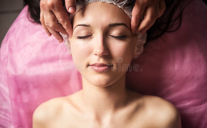 Calm Girl Having Spa Facial Massage In Luxurious Beauty Salon Stock Image Image Of Healthy