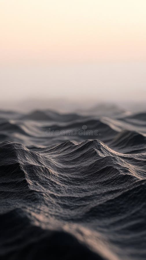 Calm ocean waves during sunrise, serene nature scenery stock photography