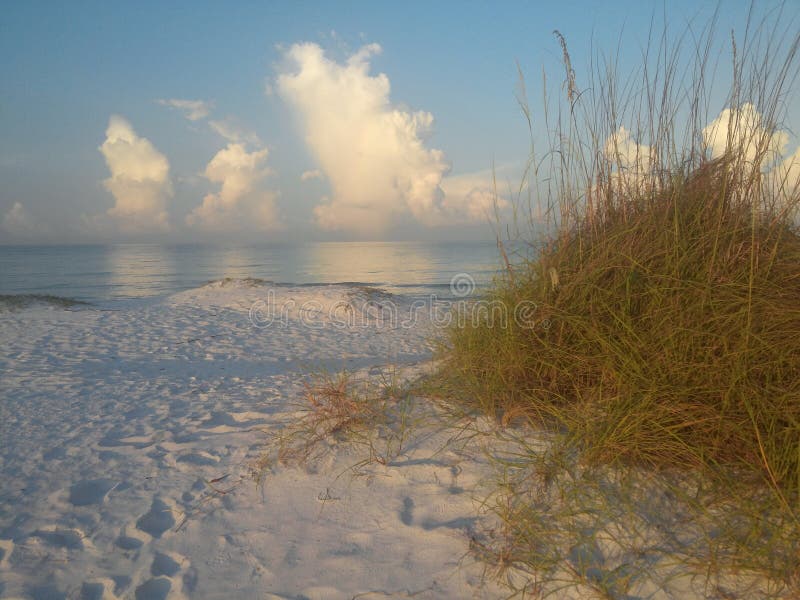 Calm water and white sand dune. Siesta Key Florida, USA