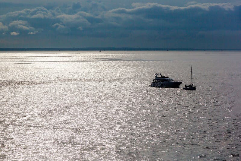 Calm, waters of the Neva river, evening walk stock photo