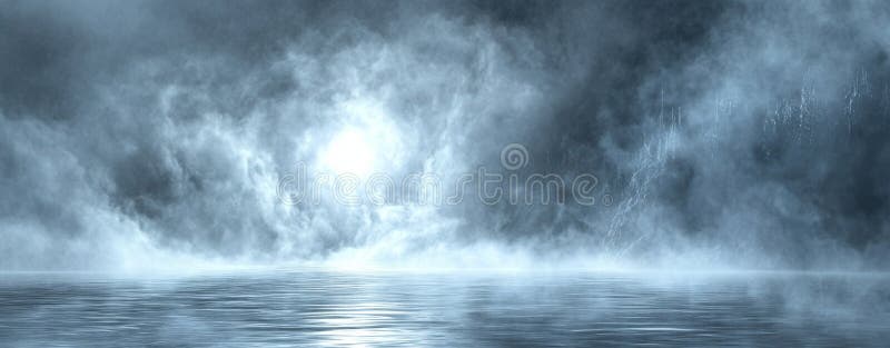 Calm waters serve as the foundation for a futuristic abstract structure design royalty free stock photos