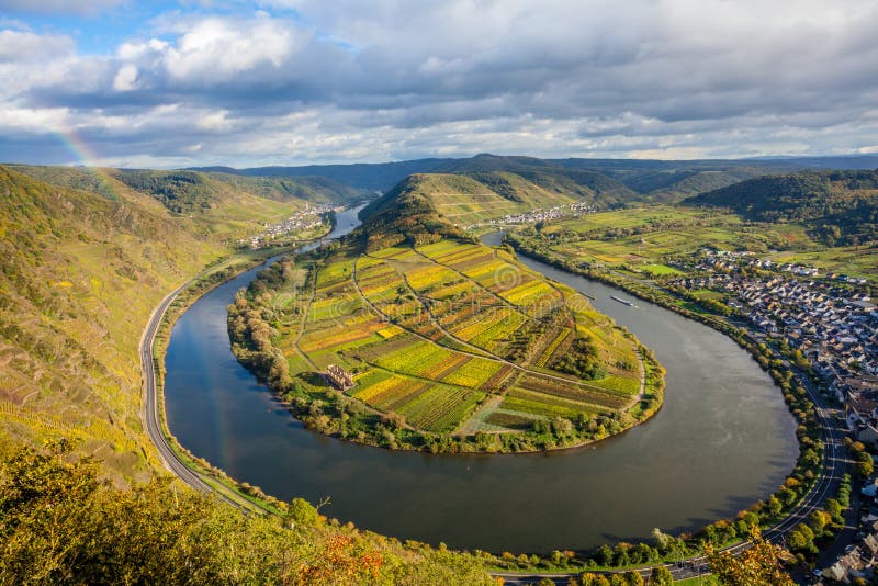 Calmont Moselle Loop Landscape in Autumn Colors Travel Germany Stock