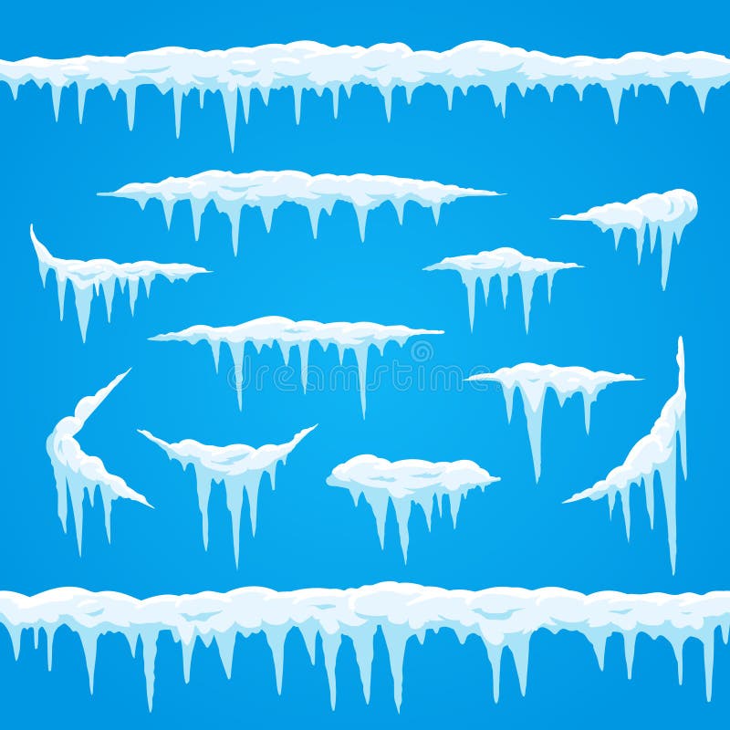 Calotta glaciale dei ghiaccioli del fumetto Struttura della neve glassata di inverno per il segno delle precipitazioni nevose Cim