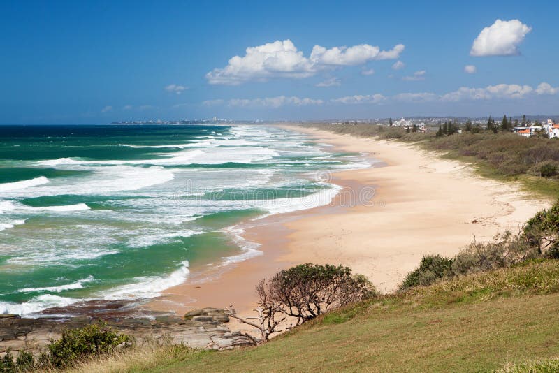 Caloundra beach from Point Cartwright, Queensland stock image