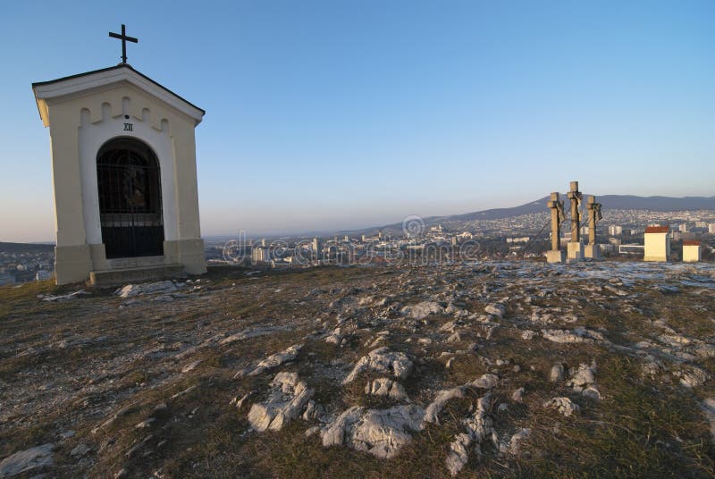 Calvary with three crosses