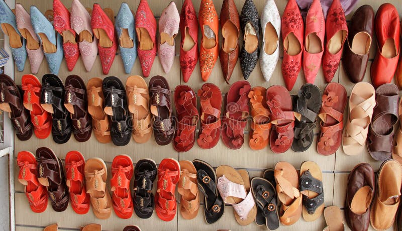 Flat lay of the bright eastern shoes, Tunisia. Flat lay of the bright eastern shoes, Tunisia