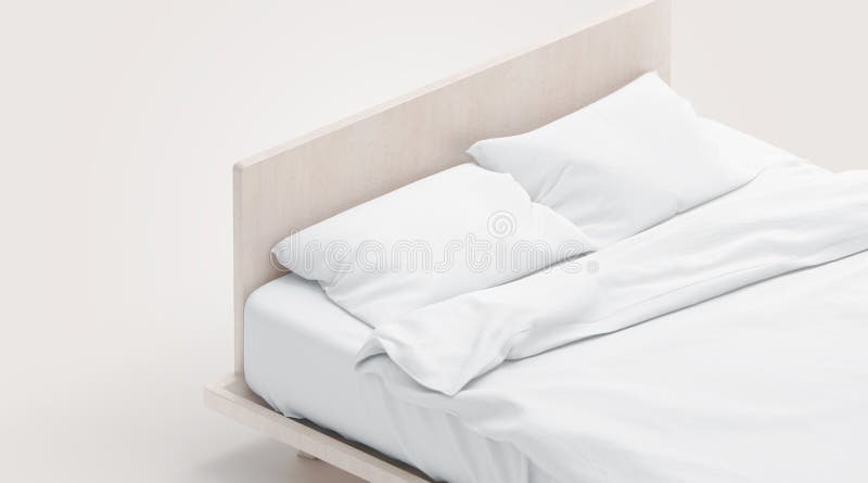 A cama branca vazia com zombaria dos descansos levanta, isolado, fotografia de stock A cama branca vazia com zombaria dos descansos levanta, isolado, fotografia de stock
