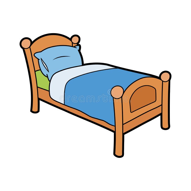 Cama de madera con la almohada