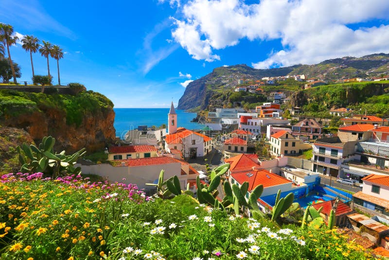 Camara de Lobos i madeira arkivfoton Camara de Lobos i madeira arkivfoton