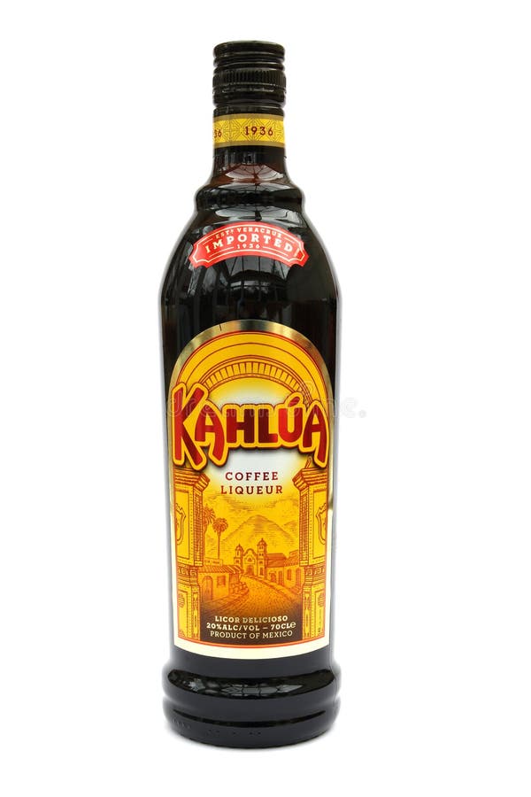 Camberley, UK - March 1st 2017: A bottle of Kahlua Coffee Liqueur, a popular drink made in Mexico