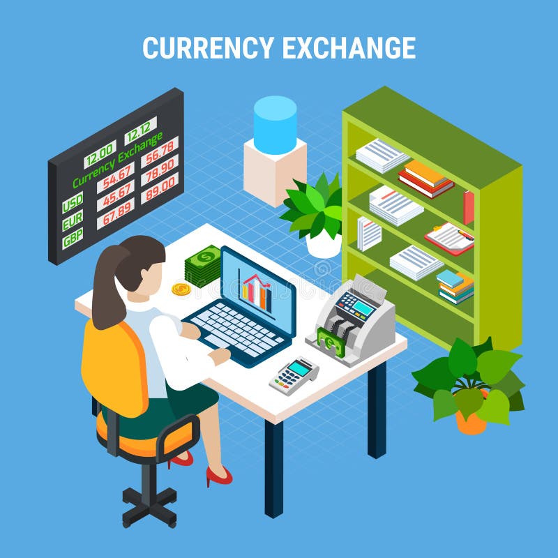Cambio che conta composizione isometrica illustrazione di stock Cambio che conta composizione isometrica illustrazione di stock
