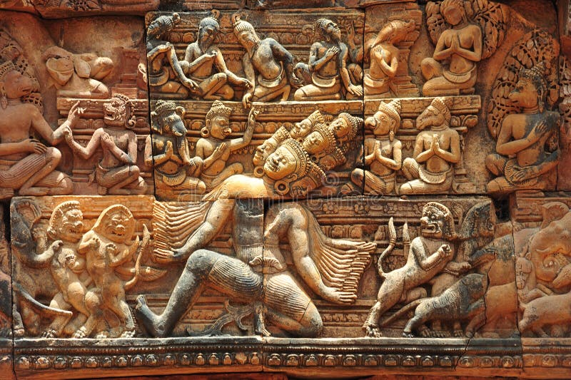 Cambodia Angkor Banteay Srey carved pediment