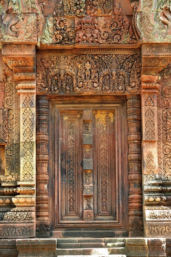 Cambodia Angkor Banteay Srey false carved door