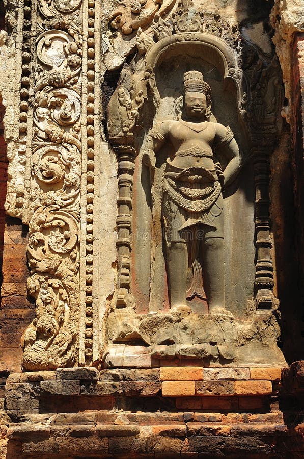 Cambodia Angkor Preah Ko temple carved guardian