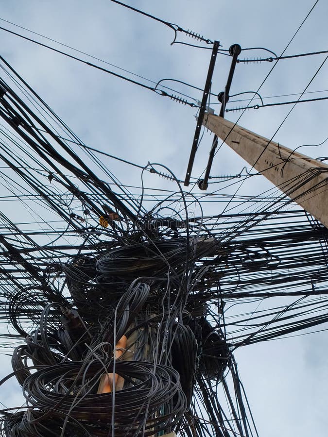 Tangled Fishing Line And Lures Hanging On Power Line Stock Photo - Download  Image Now - iStock