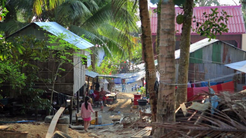 Cambodian tranquil village houses in rural life