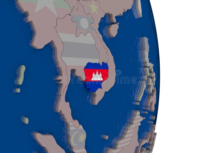 Camboya con su bandera ilustración del vector Camboya con su bandera ilustración del vector