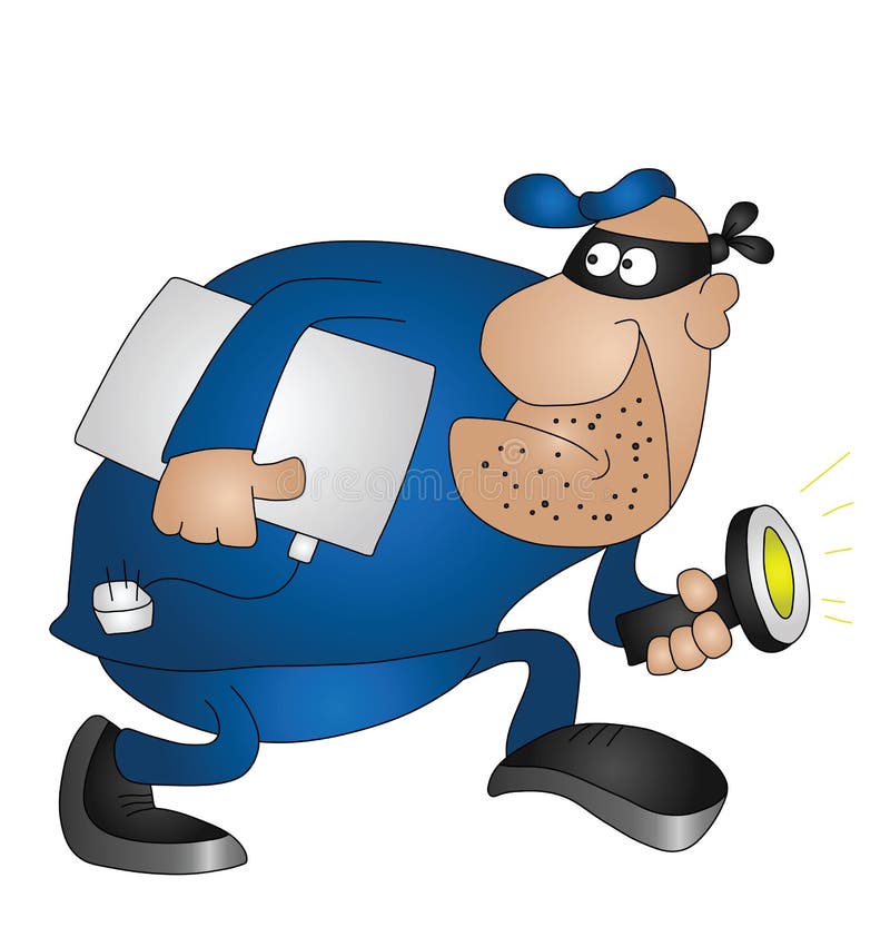 Cartoon burglar isolated on white background. Cartoon burglar isolated on white background