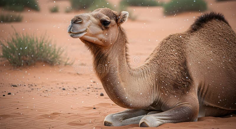Camel in the Desert During a Light Dust Storm stock illustration