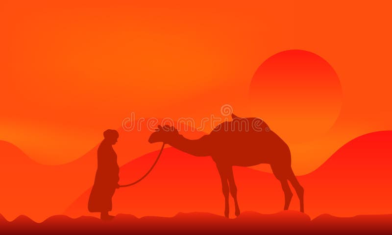 Camel over sunset