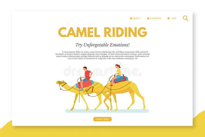 Camel riding flat vector landing page template royalty free illustration Camel riding flat vector landing page template royalty free illustration