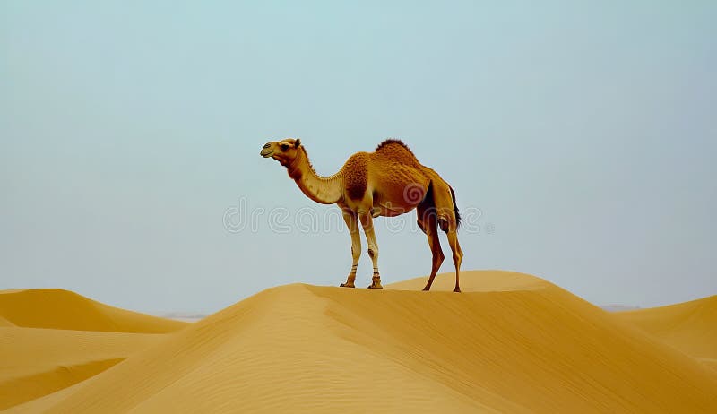 A camel standing on top of a sand dune royalty free stock images