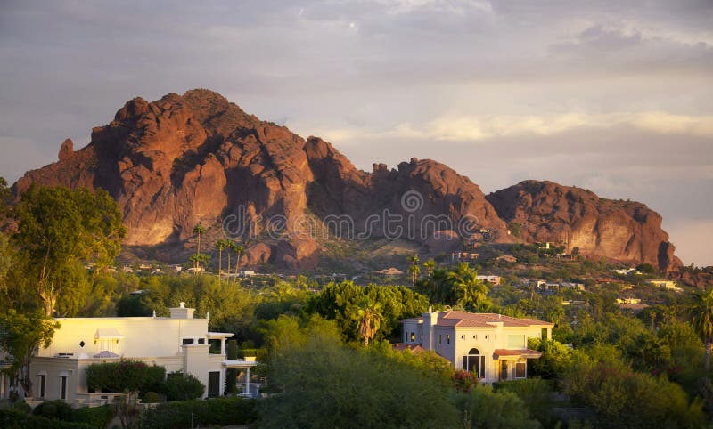 Camelback Mountain in Scottsdale and Phoenix,Arizona at sunset. Camelback Mountain in Scottsdale and Phoenix,Arizona at sunset